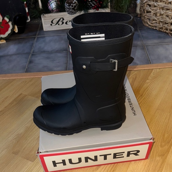 HUNTER NEW size 10 short black rain boots rainboots - Picture 5 of 9